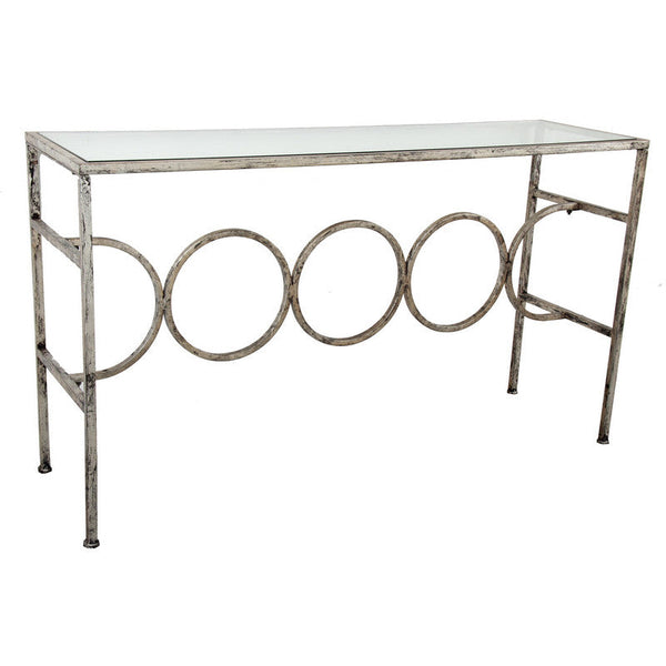 A&B Home Glass & Metal Console Table