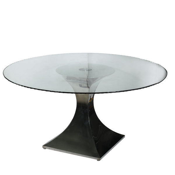 A&B Home Incurva Stainless Steel / Glass Top Dining Table