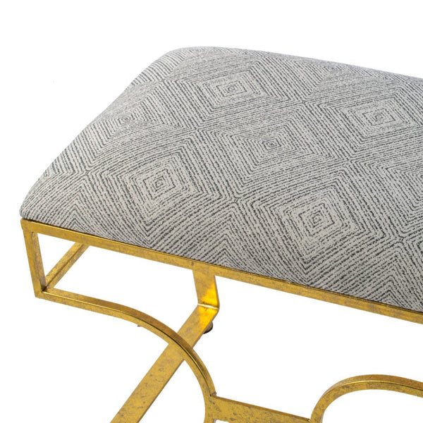 A&B Home Gold Iron Upholstered Bench