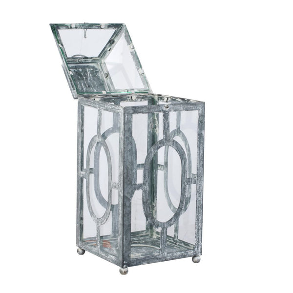 A&B Home Distressed Silver Finish Lantern