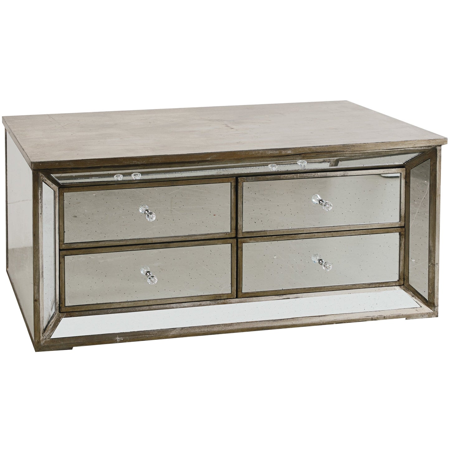 A&B Home Waverly Mirrored Four Drawer Console