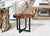 Round Teak & Resin Infused Accent Side Table Brown/Ochre/White  by Aire Furniture