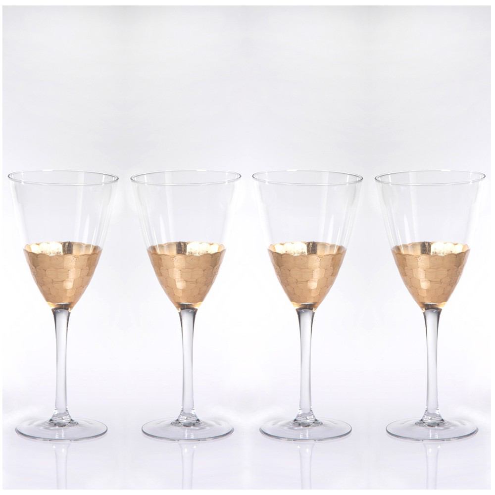 Zodax Vitorrio Gold Wine Glass - Set of 4 | Drinkware | Modishstore