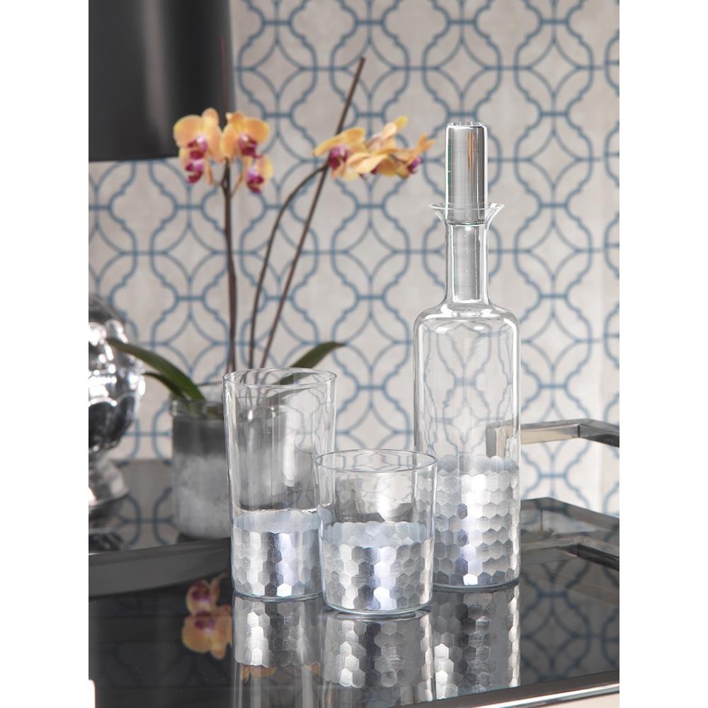 Zodax Vitorrio Silver Glass Tumbler - Set of 6 | Drinkware | Modishstore