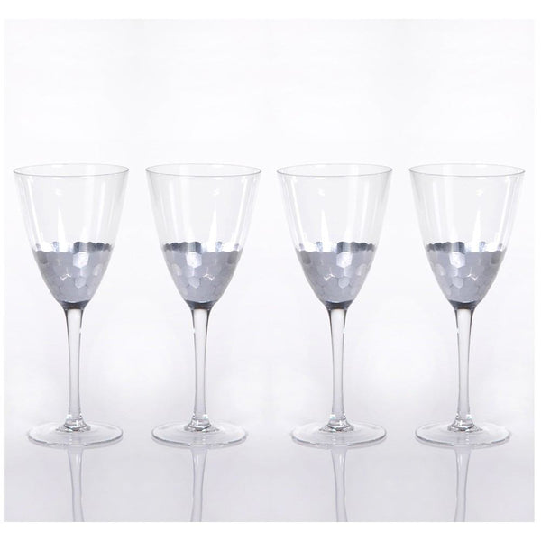 Zodax Vitorrio Silver Wine Glass - Set of 4 | Drinkware | Modishstore-2