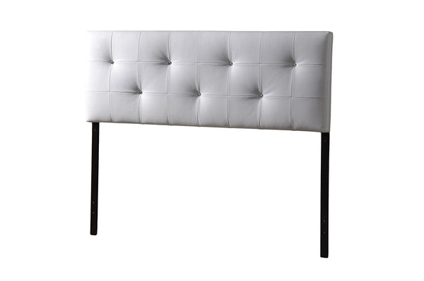 baxton studio dalini modern and contemporary king black faux leather headboard with faux crystal buttons | Modish Furniture Store-3
