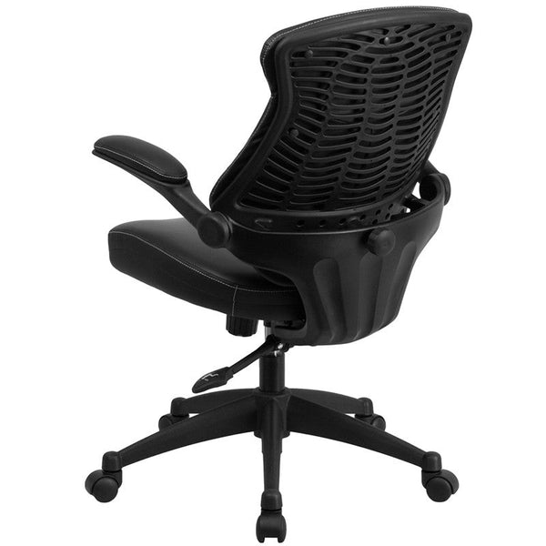 Flash Furniture Mid-Back Black Leather Executive Swivel Office Chair With Back Angle Adjustment And Flip-Up Arms | Office Chairs | Modishstore-3