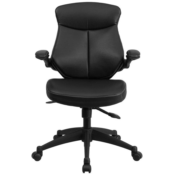 Flash Furniture Mid-Back Black Leather Executive Swivel Office Chair With Back Angle Adjustment And Flip-Up Arms | Office Chairs | Modishstore-2