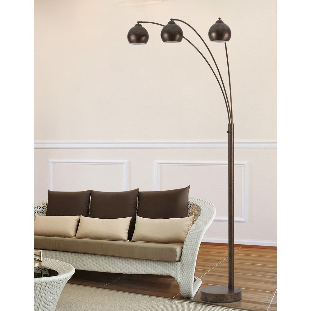 Cal Lighting BO-2030-3L-RU 60Wx3 Metal Arc Floor Lamp | Modishstore | Floor Lamps