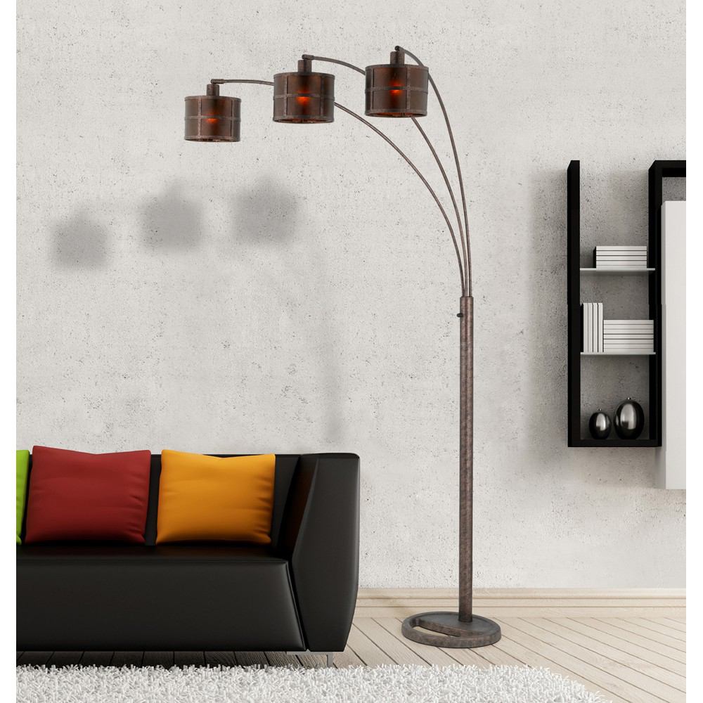 Cal Lighting BO-2036-3L 60W X 3 Mica Arc Lamp With Heavy Base | Modishstore | Floor Lamps