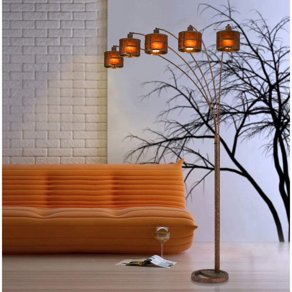 Cal Lighting BO-2036-5L Metal Mica 5 Arms Heavy Duty Arc Floor Lamp | Modishstore | Floor Lamps