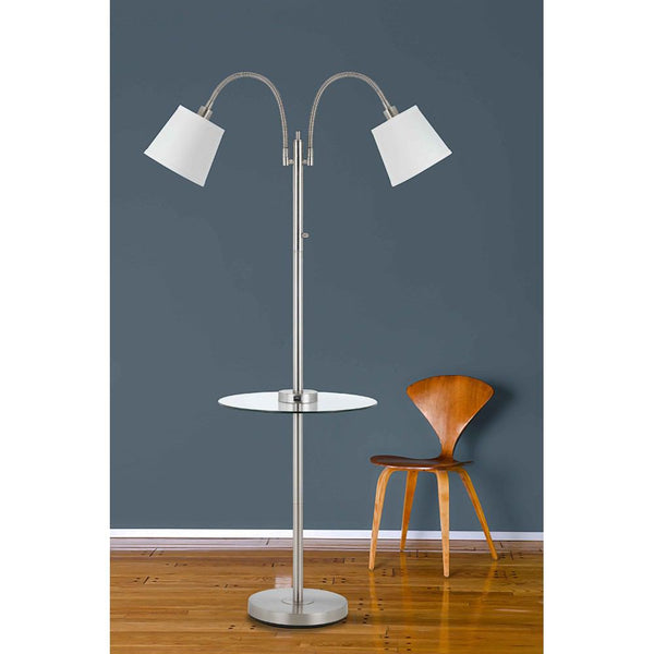 Cal Lighting BO-2444GT-BS 3 Way Gail Metal Double Gooseneck Floor Lamp | Modishstore | Floor Lamps