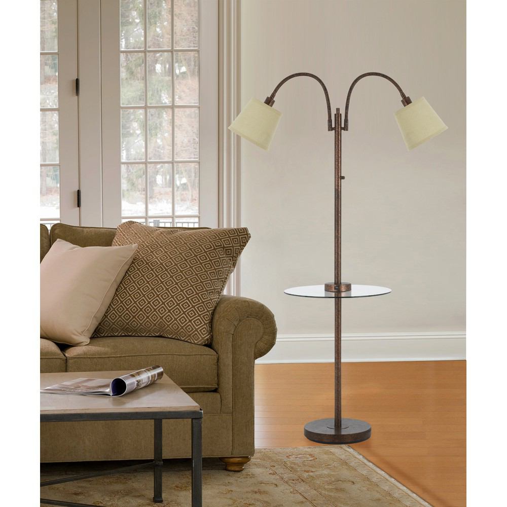 Cal Lighting BO-2444GT-RU 3 Way Gail Metal Double Gooseneck Floor Lamp | Modishstore | Floor Lamps