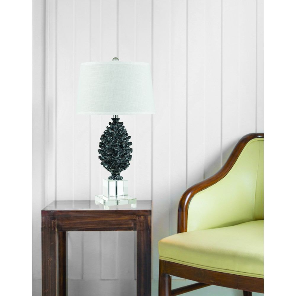 Cal Lighting BO-2469TB 150W Pinecone Resin/Crystal Lamp | Modishstore | Table Lamps