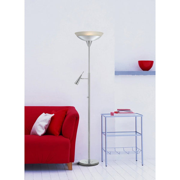 Cal Lighting BO-2697TR Led Metal/Glass Torchiere With Led Reading Lamp | Modishstore | Floor Lamps