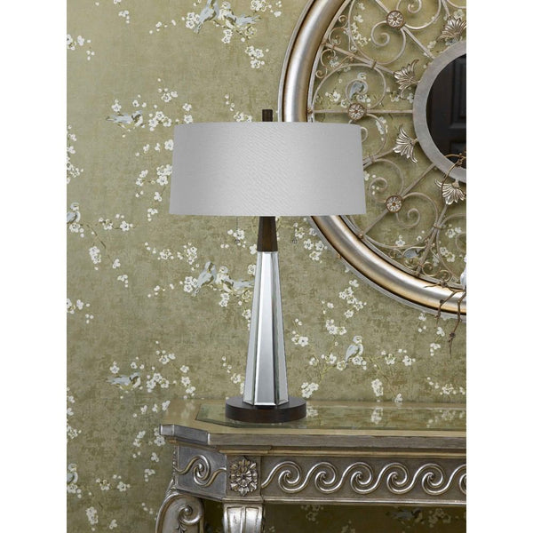 Cal Lighting BO-2743TB Caserta Mirror Table Lamp With Linen Shade | Modishstore | Table Lamps