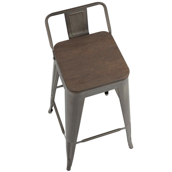 LumiSource Oregon Low Back Barstool - Set of 2-5