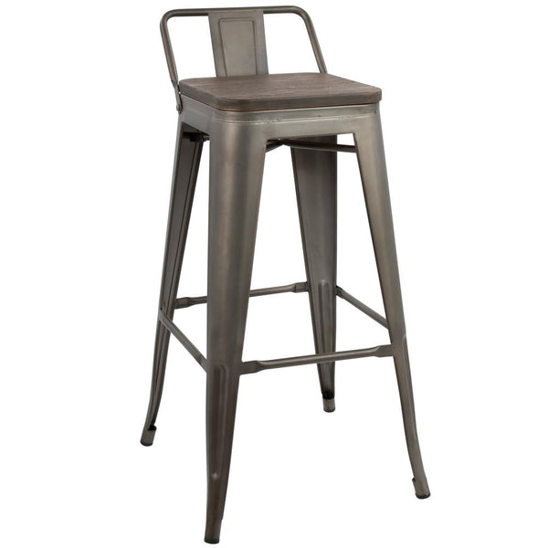 LumiSource Oregon Low Back Barstool - Set of 2-2