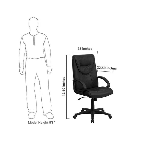 Flash Furniture BT-238-BK-GG High Back Black Leather Executive Swivel Chair | Office Chairs | Modishstore-5