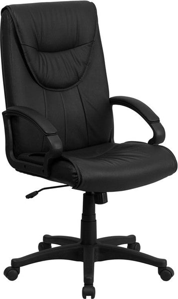 Flash Furniture BT-238-BK-GG High Back Black Leather Executive Swivel Chair | Office Chairs | Modishstore