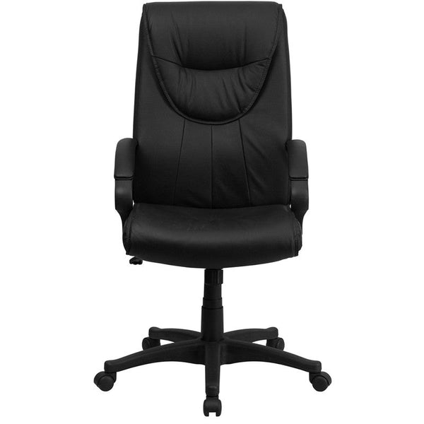 Flash Furniture BT-238-BK-GG High Back Black Leather Executive Swivel Chair | Office Chairs | Modishstore-2