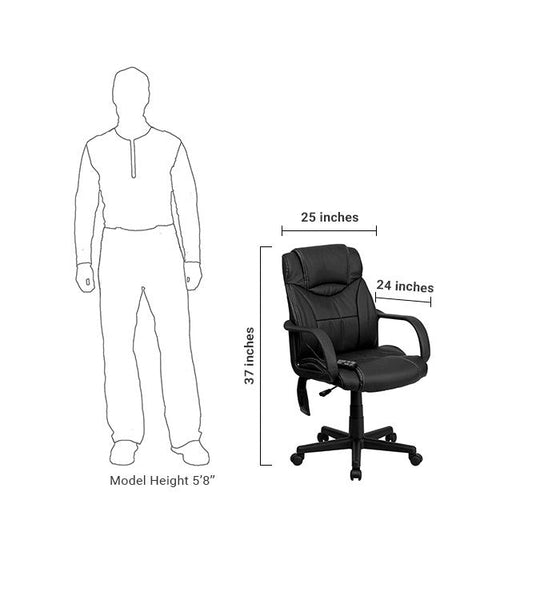 Flash Furniture BT-2690P-GG High Back Massaging Black Leather Executive Swivel Office Chair | Office Chairs | Modishstore-5