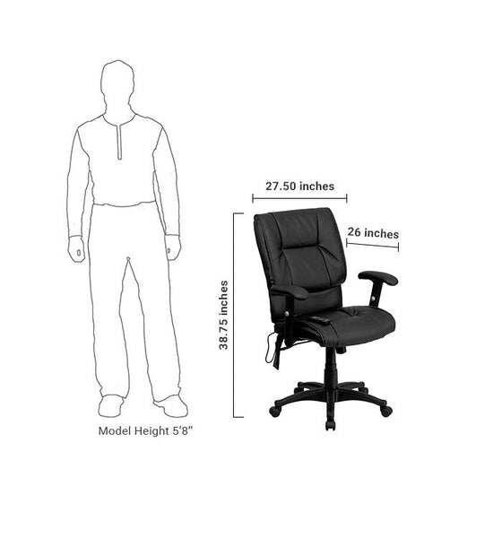 Flash Furniture Mid-Back Massaging Black Leather Executive Swivel Office Chair | Office Chairs | Modishstore-5