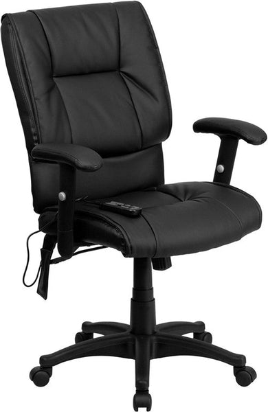 Flash Furniture Mid-Back Massaging Black Leather Executive Swivel Office Chair | Office Chairs | Modishstore