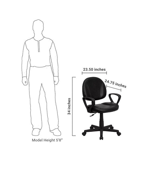 Flash Furniture Mid-Back Black Leather Ergonomic Swivel Task Chair With Arms | Office Chairs | Modishstore-5