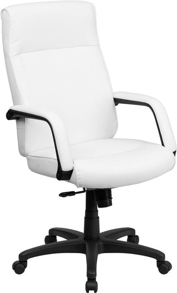 Flash Furniture High Back White Leather Executive Swivel Office Chair With Memory Foam Padding | Office Chairs | Modishstore