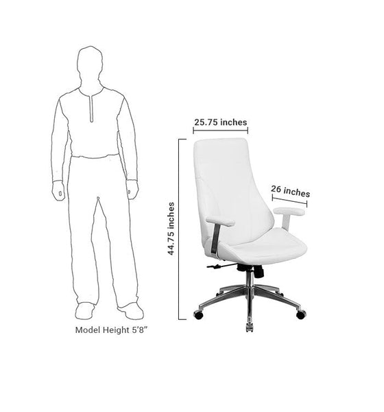 Flash Furniture High Back White Leather Executive Swivel Office Chair | Office Chairs | Modishstore-5