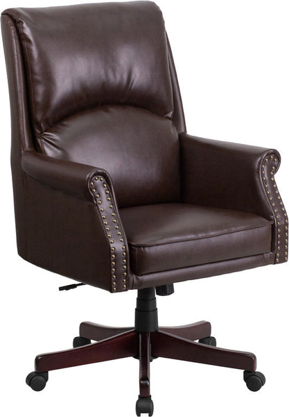 Flash Furniture High Back Pillow Back Brown Leather Executive Swivel Office Chair | Office Chairs | Modishstore