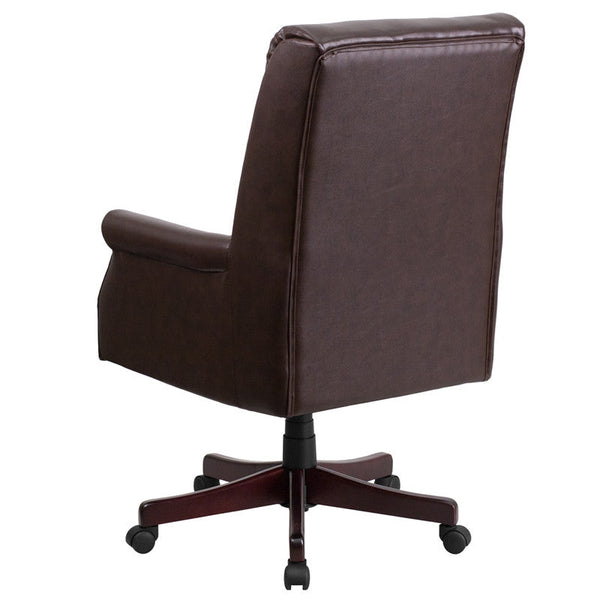 Flash Furniture High Back Pillow Back Brown Leather Executive Swivel Office Chair | Office Chairs | Modishstore-3
