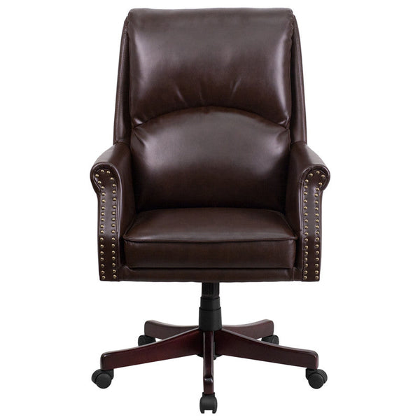Flash Furniture High Back Pillow Back Brown Leather Executive Swivel Office Chair | Office Chairs | Modishstore-2