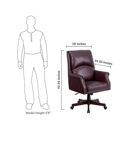 Flash Furniture High Back Pillow Back Burgundy Leather Executive Swivel Office Chair | Office Chairs | Modishstore-5
