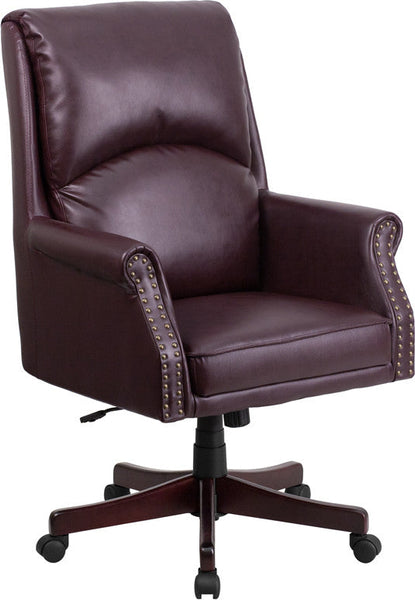 Flash Furniture High Back Pillow Back Burgundy Leather Executive Swivel Office Chair | Office Chairs | Modishstore