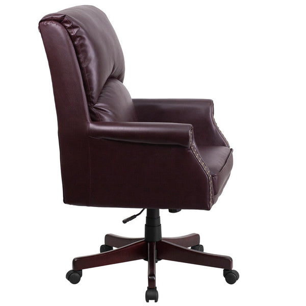 Flash Furniture High Back Pillow Back Burgundy Leather Executive Swivel Office Chair | Office Chairs | Modishstore-4