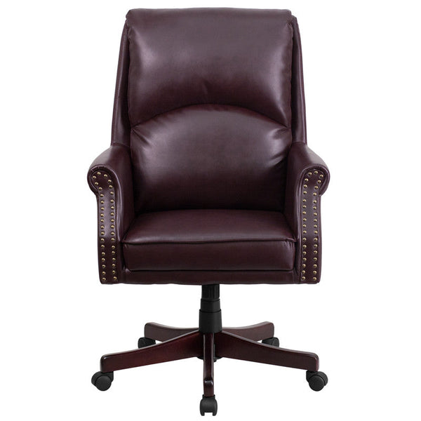 Flash Furniture High Back Pillow Back Burgundy Leather Executive Swivel Office Chair | Office Chairs | Modishstore-2