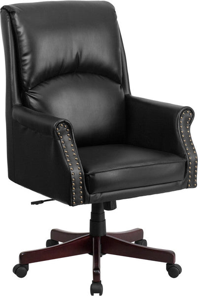Flash Furniture High Back Pillow Back Black Leather Executive Swivel Office Chair | Office Chairs | Modishstore
