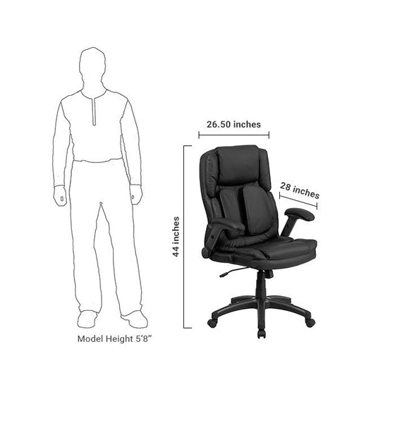 Flash Furniture Extreme Comfort High Back Black Leather Executive Swivel Office Chair With Flip-Up Arms | Office Chairs | Modishstore-5
