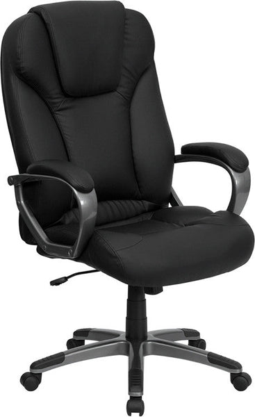 Flash Furniture BT-9066-BK-GG High Back Black Leather Executive Swivel Office Chair | Office Chairs | Modishstore
