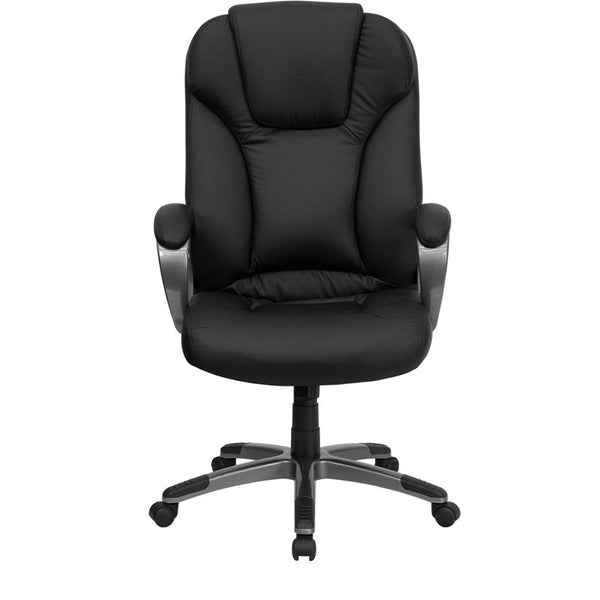 Flash Furniture BT-9066-BK-GG High Back Black Leather Executive Swivel Office Chair | Office Chairs | Modishstore-2