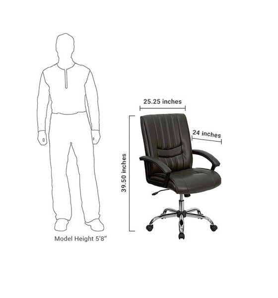 Flash Furniture Mid-Back Espresso Brown Leather Swivel Manager's Chair | Office Chairs | Modishstore-5