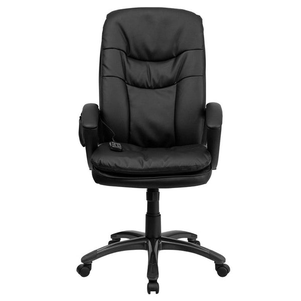 Flash Furniture BT-9585P-GG High Back Massaging Black Leather Executive Swivel Office Chair | Office Chairs | Modishstore-3