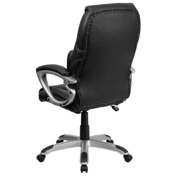 Flash Furniture High Back Massaging Black Leather Executive Swivel Office Chair With Silver Base | Office Chairs | Modishstore-3