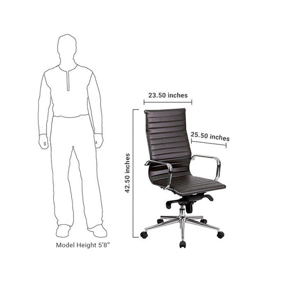 Flash Furniture High Back Brown Ribbed Upholstered Leather Executive Swivel Office Chair | Office Chairs | Modishstore-5