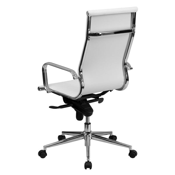 Flash Furniture High Back White Ribbed Upholstered Leather Executive Swivel Office Chair | Office Chairs | Modishstore-3