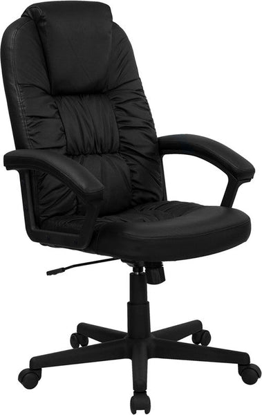 Flash Furniture BT-983-BK-GG High Back Black Leather Executive Swivel Office Chair | Office Chairs | Modishstore