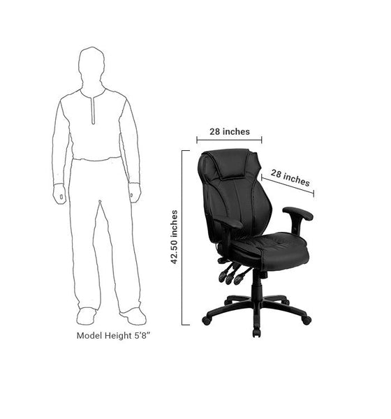 Flash Furniture High Back Black Leather Executive Swivel Office Chair With Triple Paddle Control And Lumbar Support Knob | Office Chairs | Modishstore-5