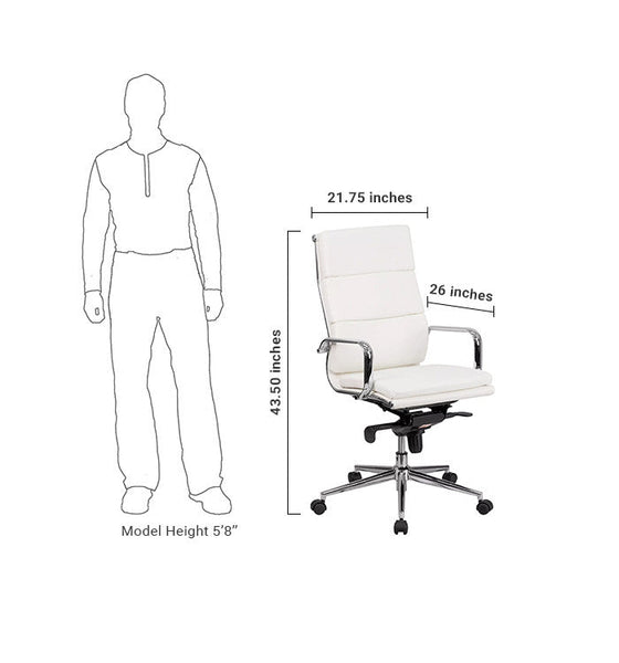 Flash Furniture High Back White Leather Executive Swivel Office Chair With Synchro-Tilt Mechanism | Office Chairs | Modishstore-5